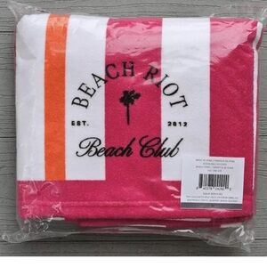Beach Riot Beach Club Pink, Orange & White Striped Microfiber Beach Towel - NWT